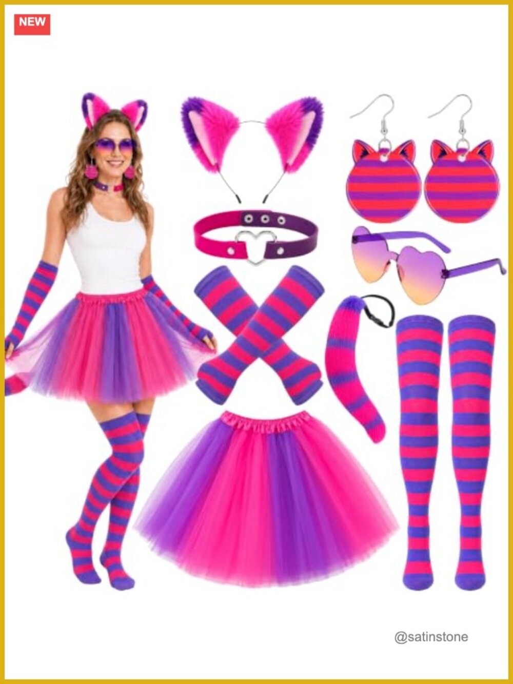 8 Piece Cat Costume Accessory Set for Women Halloween Cosplay Party